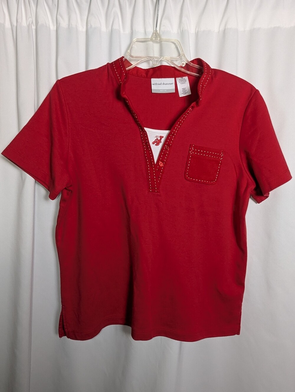 Alfred Dunner Petite Embroidered Lobster Top PM
